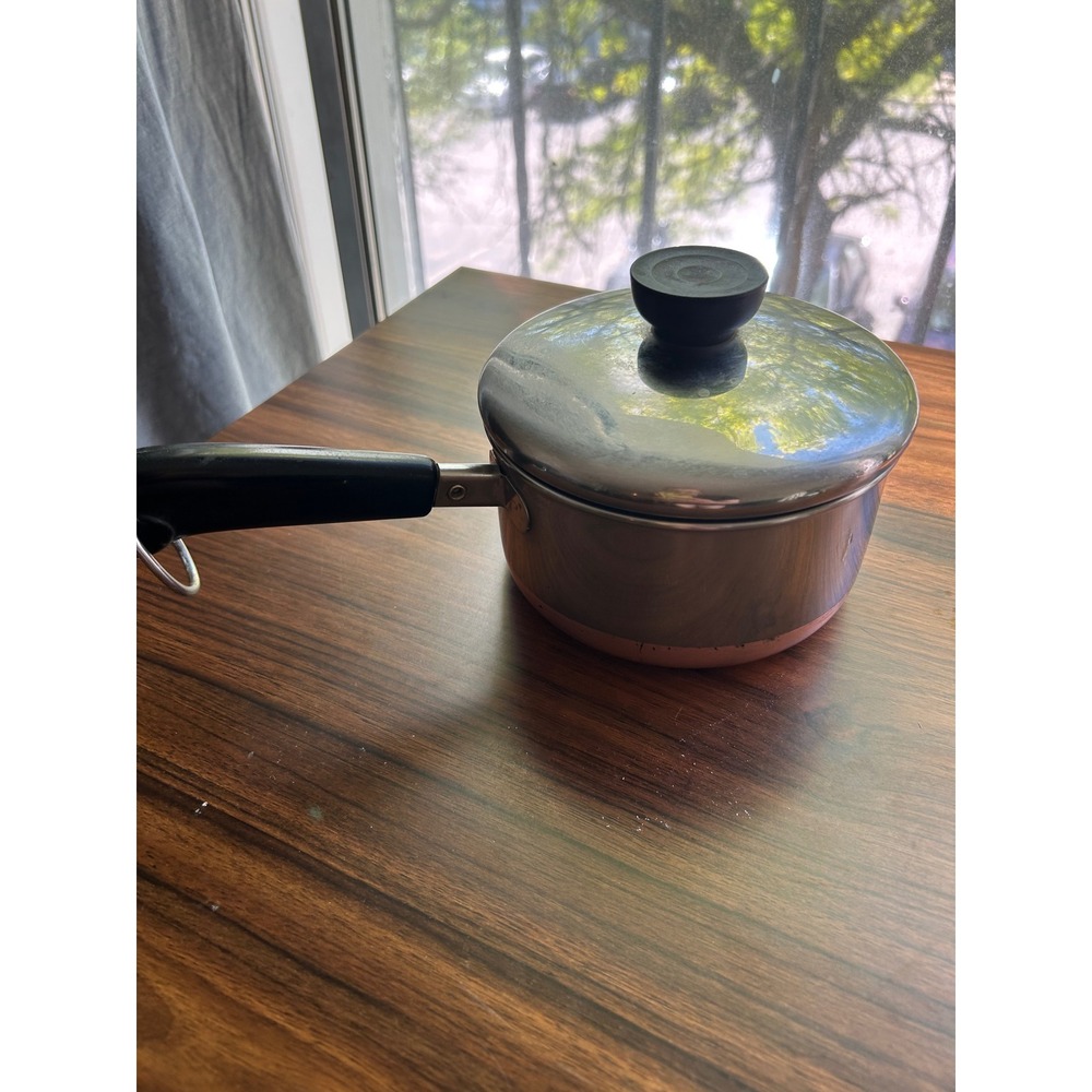 Revere Ware 1 Qt Saucepan with Lid Copper Clad Bottom Stainless Steel
